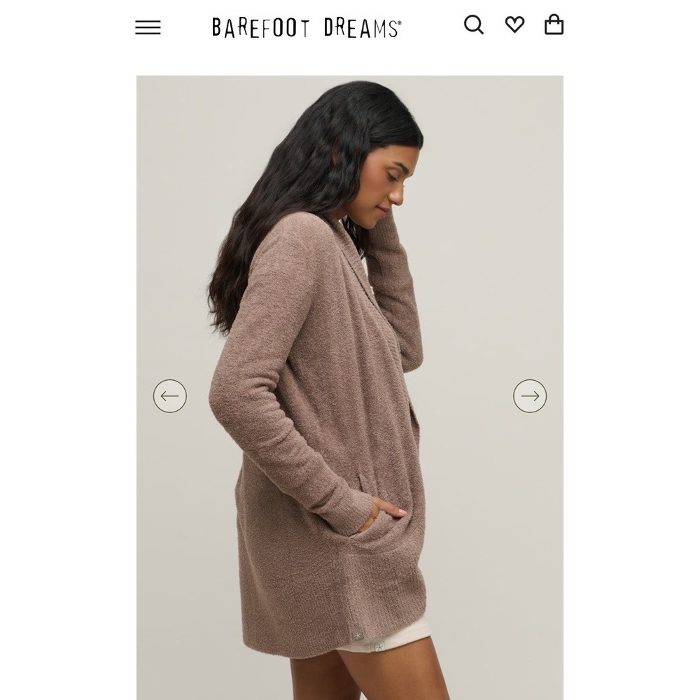Barefoot Dreams‎ CozyChic Lite Waterfall Cardigan XXS XS Taupe Brown B463 - Picture 6 of 8